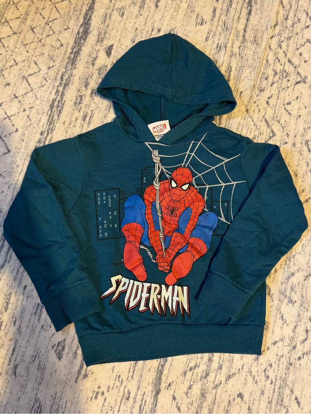 Marvel Spider-Man Teal & Red Hooded Kids Sweatshirt
